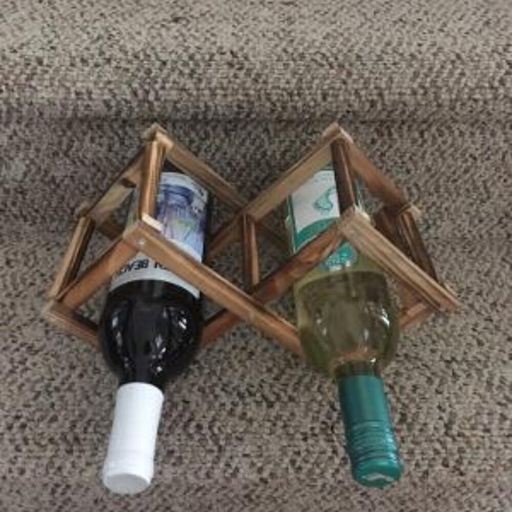 3 Bottle Rustic Wood Look Wine Rack. NWOT